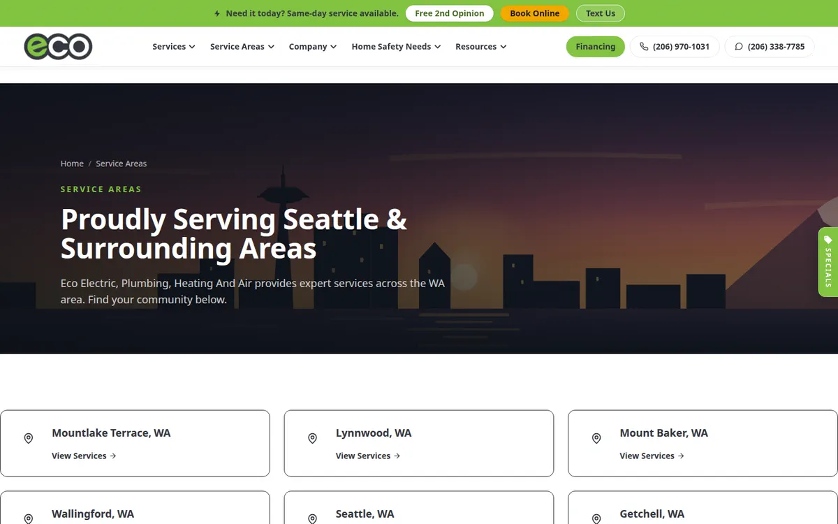 Hyper Local SEO Boost on Eco Electric, Plumbing, Heating & Air’s website